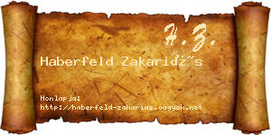 Haberfeld Zakariás névjegykártya
